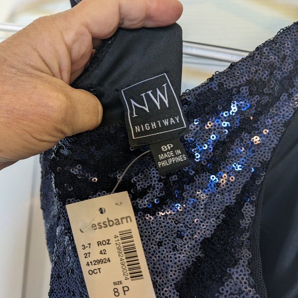 NWT MIDNIGHT BLUE SEQUIN SHEATH!  | 8 |  Some stretch | Wedding, Gala | SIZZLES - Picture 6 of 9